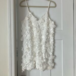 White floral mini shift dress